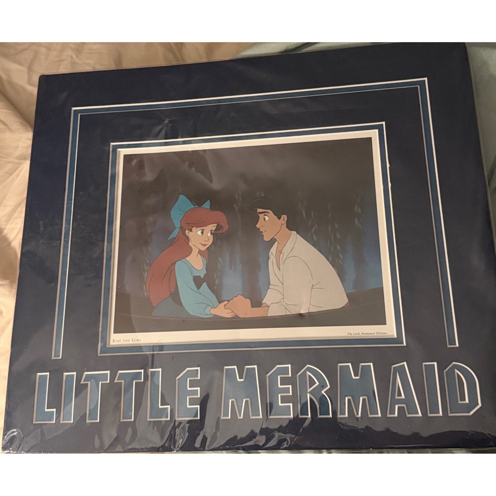 Disney The Little Mermaid Lithograph 16x14 Blue Kiss The Girl Art Matted New
